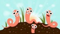 Earthworms with growth plants concept Royalty Free Stock Photo