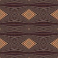 Earthy colours retro sixties geometric seamless pattern in variegated brown tones. Modern vintage geo woven textile Royalty Free Stock Photo