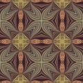 Earthy colours retro sixties geometric seamless pattern in variegated brown tones. Modern vintage geo woven textile Royalty Free Stock Photo