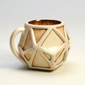Earthy Elegance: Photorealistic Icosahedron Ivory Mug With Hand Sculpture