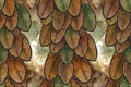 Earthy Watercolor Seamless Pattern Of Stylized Feathers Royalty Free Stock Photo