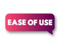 Ease of Use - basic concept that describes how easily users can use a product, text concept message bubble