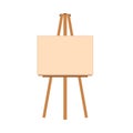 Easel art illustration vector flat icon. Artist canvas blank frame board. Paint stand wooden equipment tripod front view cartoon Royalty Free Stock Photo