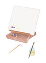 Easel with Artist Brushes and Paint Tubes Royalty Free Stock Photo