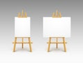 Easel canvas stand vector board isolated. Wooden easel art painting paper frame stand or poster Royalty Free Stock Photo