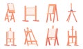 Easel. Frames for painters blank canvas for drawing studio exact vector wooden and metal easel Royalty Free Stock Photo