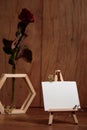 Easel with an inscription card and a sprig of lavender