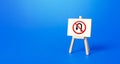 Easel with no turning back traffic sign. Turn arrow and red prohibition symbol Royalty Free Stock Photo