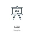 Easel outline vector icon. Thin line black easel icon, flat vector simple element illustration from editable education concept Royalty Free Stock Photo