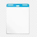 Easel pad on transparent background, vector mockup. Flipchart sticky blank white paper block, realistic mock-up