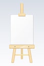 Easel, painting desk, drawing board with blank white canvas vector illustration