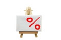 Easel with a percent sign