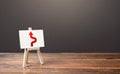 An easel with a red arrow avoiding an obstacle. Deviation from the route. Inevitability and inability to delay the inevitable. Royalty Free Stock Photo