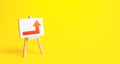 Easel with a red right up arrow. Direction to go around. Bypassing obstacles and solving problems. Alternative way Royalty Free Stock Photo