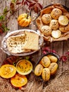 Easily digestible and delicate rolls with baked pumpkin pulp and seeds. Royalty Free Stock Photo