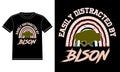 Easily Distracted by Bisons Boho Rainbows T-shirt Design