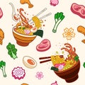 Easily modifiable vector elements of japanese food seamless pattern Royalty Free Stock Photo