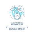 Easily traceable program flow turquoise concept icon