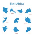 East africa - maps of territories - vector