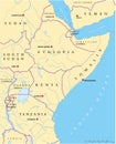 East Africa Political Map Royalty Free Stock Photo