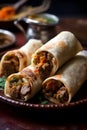 East African chapati rolls - thin, flaky bread filled with aromatic spices