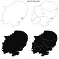 East Anglia map, East of England Administrative Map Set - blank outline map Royalty Free Stock Photo
