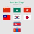 East Asia Flags icon set Royalty Free Stock Photo