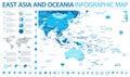 East Asia and Oceania Map - Info Graphic Vector Illustration