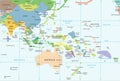 East Asia and Oceania Map - Vector Illustration