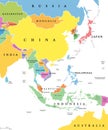 East Asia, single states, political map Royalty Free Stock Photo