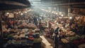 East Asian vendor sells fresh food in crowded street market generated by AI Royalty Free Stock Photo