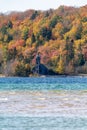 East Channel Lighthouse on Lake Superior in Pictured Rocks National Lakeshore in Michigan during fall Royalty Free Stock Photo