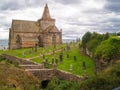 East coast of Scotland, in Fife, old church in graveyard beside the North Sea Royalty Free Stock Photo