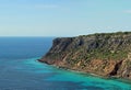 East coastline cliff of balearic island Formentera Royalty Free Stock Photo