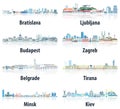 Cities of East Europe skylines in tints of blue color palette. ÃÂ¡rystal aesthetics style