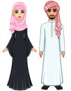 East fairy tale. Animation portrait of the Arab family in ancient clothes.