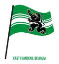 East Flanders Flag Waving Vector Illustration on White Background. Provinces Flags of Belgium.