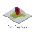 east flanders paper map with map pointer. Vector illustration decorative design