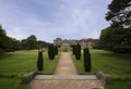 The east side of Lyme Park House looking down a footpath