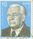 EAST GERMANY - CIRCA 1960: stamp showing a portrait of first German Democratic Republic president Wilhelm Pieck , circa Royalty Free Stock Photo