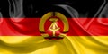 East Germany Flag. Flag of East Germany Waving Flags. 3D Realistic Background Illustration in Silk Fabric Deisgn Texture Royalty Free Stock Photo