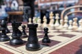 EAST GRINSTEAD, WEST SUSSEX/UK - JULY 3 : Chess Board in the Street Ready for a Game in East Grinstead on July 03, 2018 Royalty Free Stock Photo