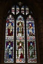 Stained glass window in St Swithuns Church , East Grinstead, West Sussex on March 28