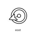 East icon. Trendy modern flat linear vector East icon on white b