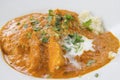 East Indian Butter Chicken Curry with Naan Closeup Royalty Free Stock Photo