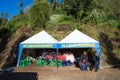 Tourists hiking to viewpoint on Mount Penanjakan,The best views from Mount Bromo to the Sand Sea below