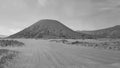 East Java, Indonesia. Mount Bromo Gunung Bromo . Black and white photo.