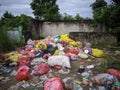 East kal east kalimantan, indonesia, december, 06-2021 piles of garbage that have not been transported to the temporary shelter