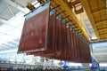 East Kazakhstan region, Kazakhstan - 12.02.2015 : Layers of cathode copper on a special lift for processing Royalty Free Stock Photo
