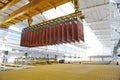East Kazakhstan region, Kazakhstan - 12.02.2015 : Layers of cathode copper on a special lift for processing Royalty Free Stock Photo